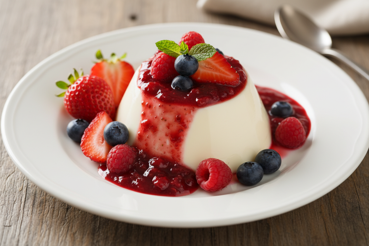 Panna cotta with berry sauce