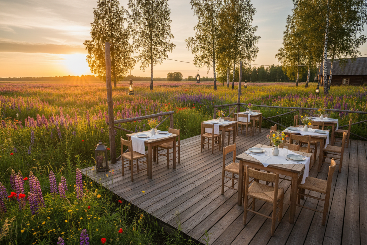 Restaurant terrace in nature